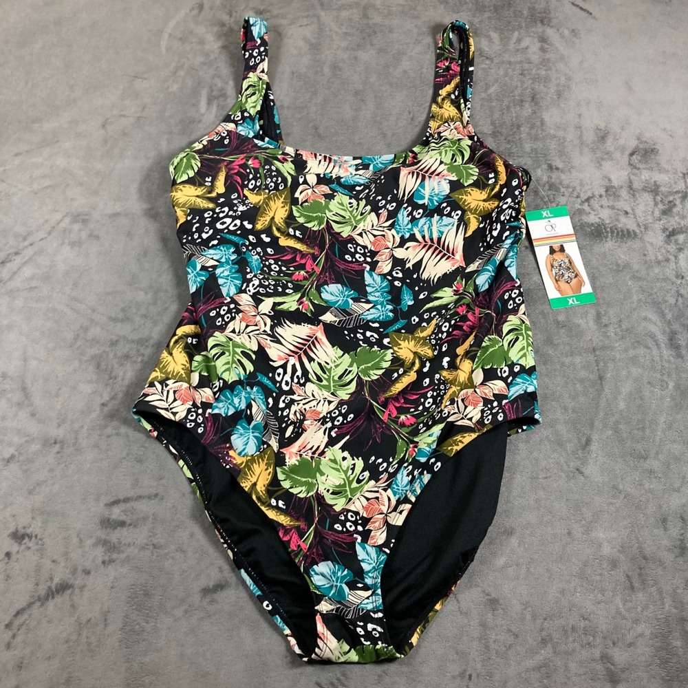 Ocean Pacific Womens Tropical Floral Strappy Back One Piece Swimsuit XL